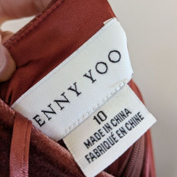 Jenny Yoo Quinn Elegant Velvet Spaghetti Strap Bridesmaid Dress Rose - Picture 10 of 16